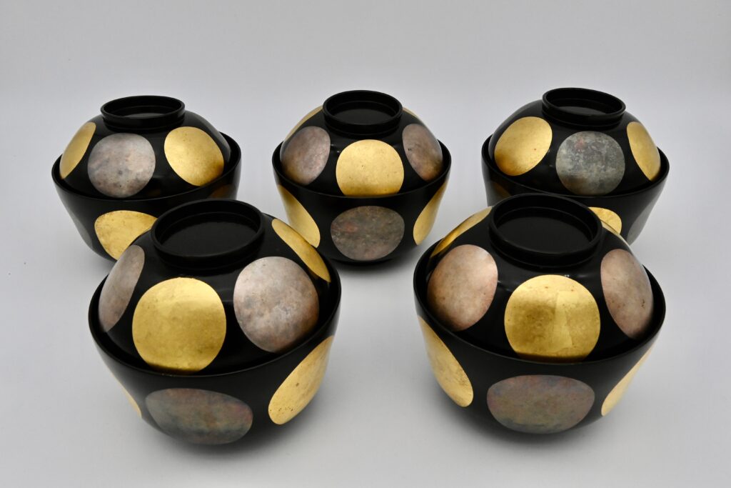 191-日月椀 5客（黒田陶々庵織箱）