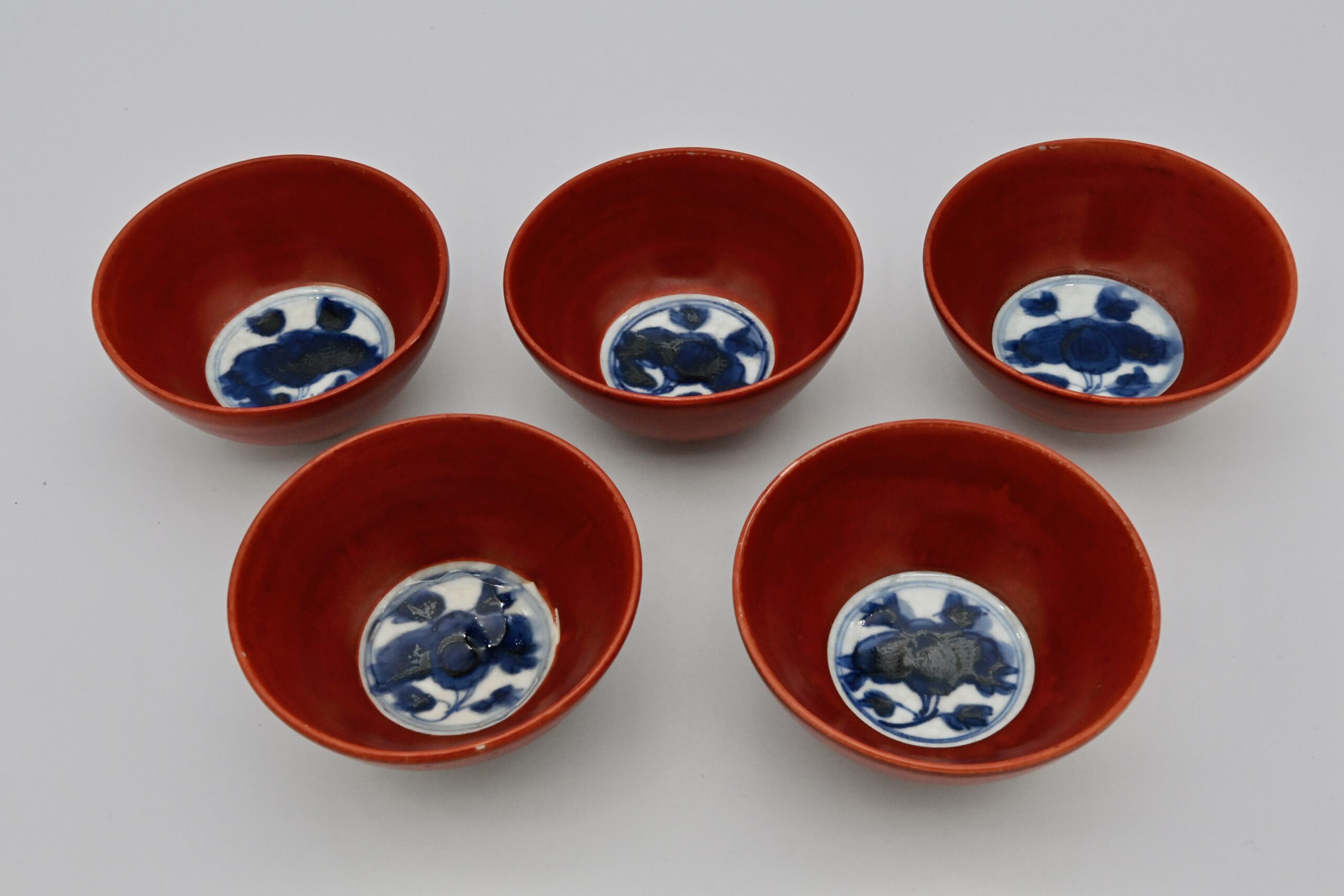 赤呉須牡丹向付 5客（共箱）