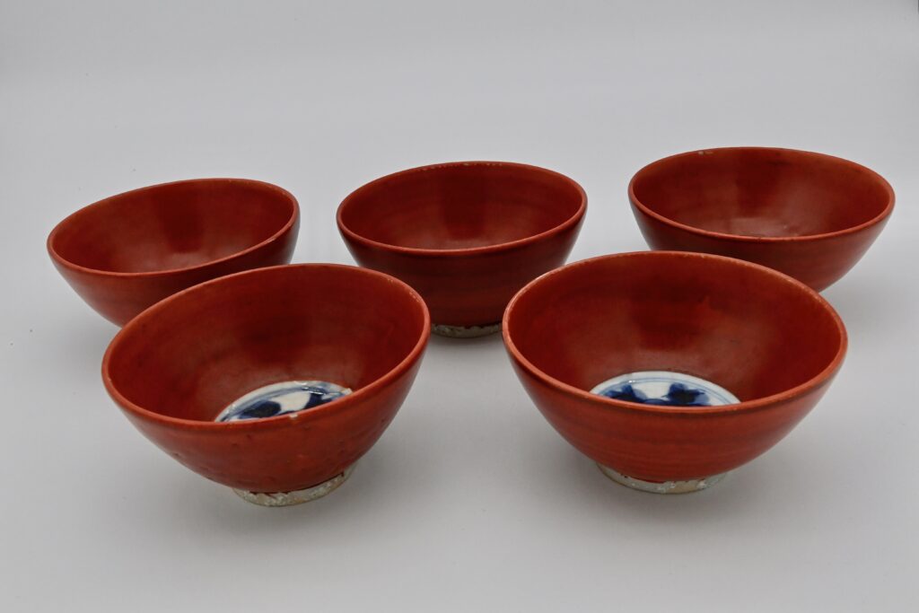 赤呉須牡丹向付 5客（共箱）