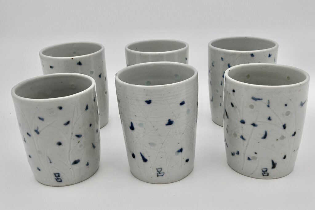 蛍手ビール呑（黒田陶々庵 識箱）