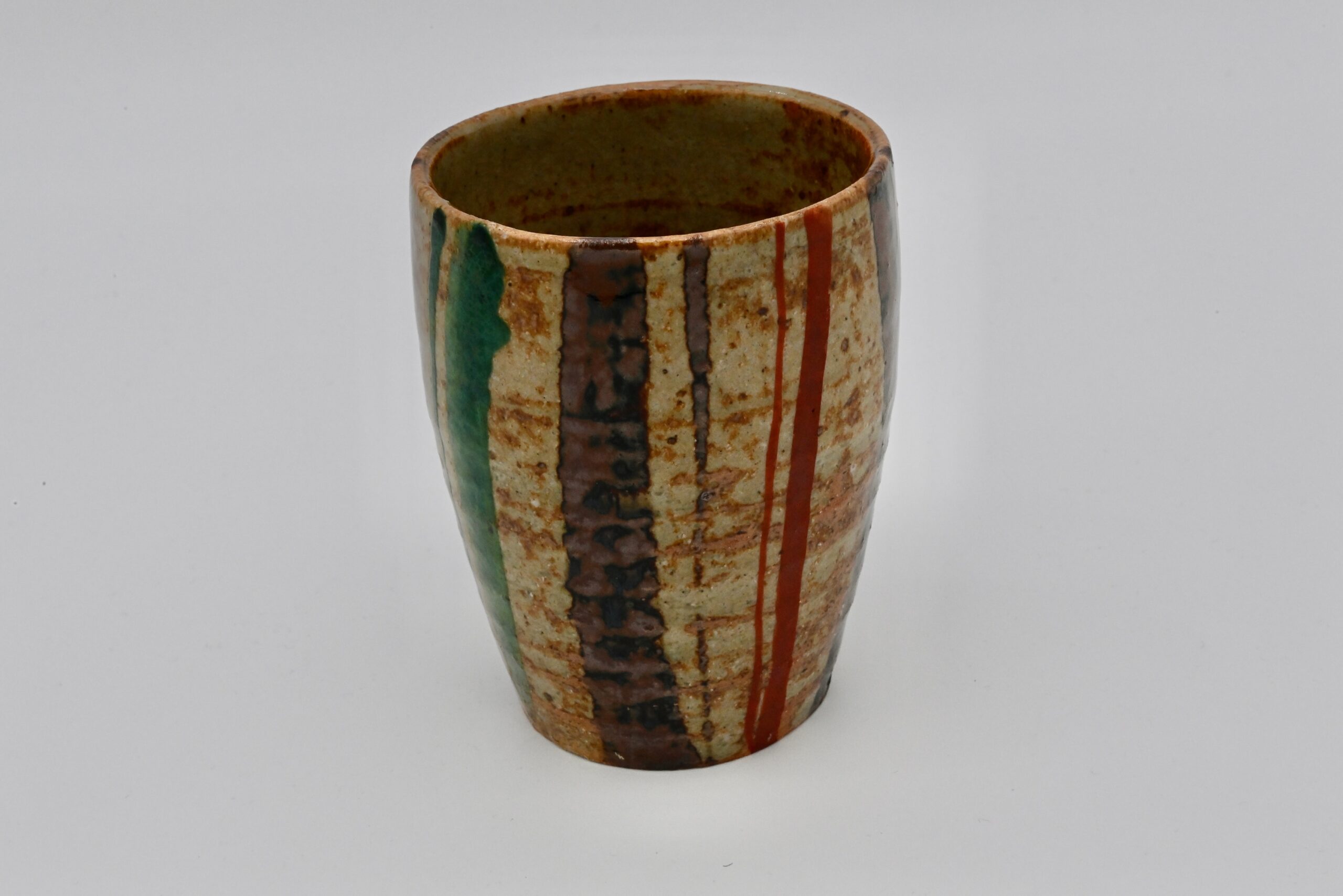 色絵有平縞文大湯呑（黒田陶々庵 識箱）