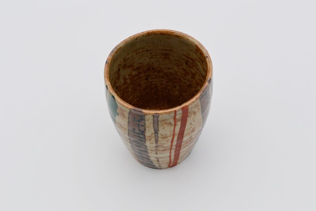 色絵有平縞文大湯呑（黒田陶々庵 識箱）