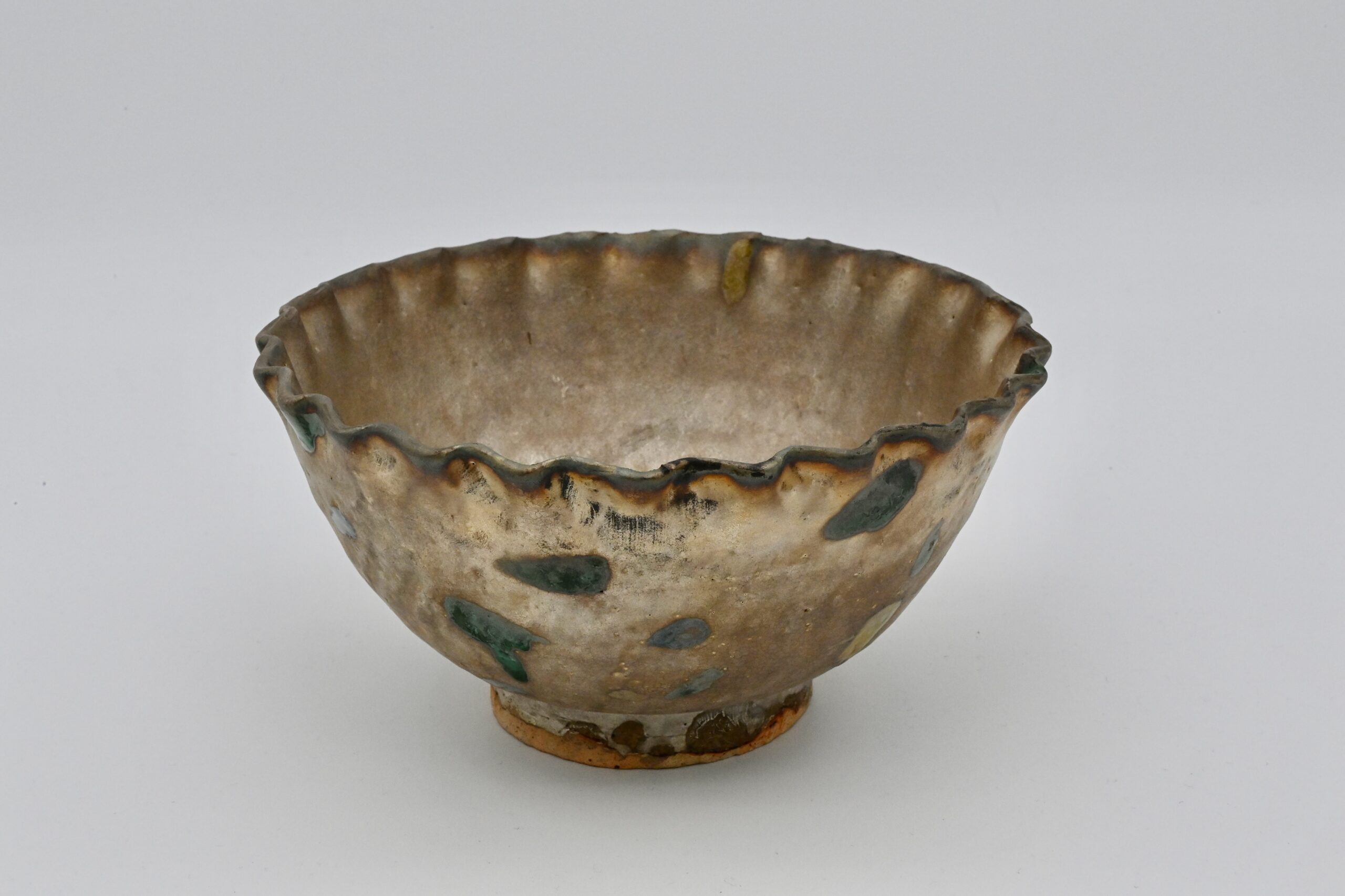 銀三彩輪花鉢（共箱）