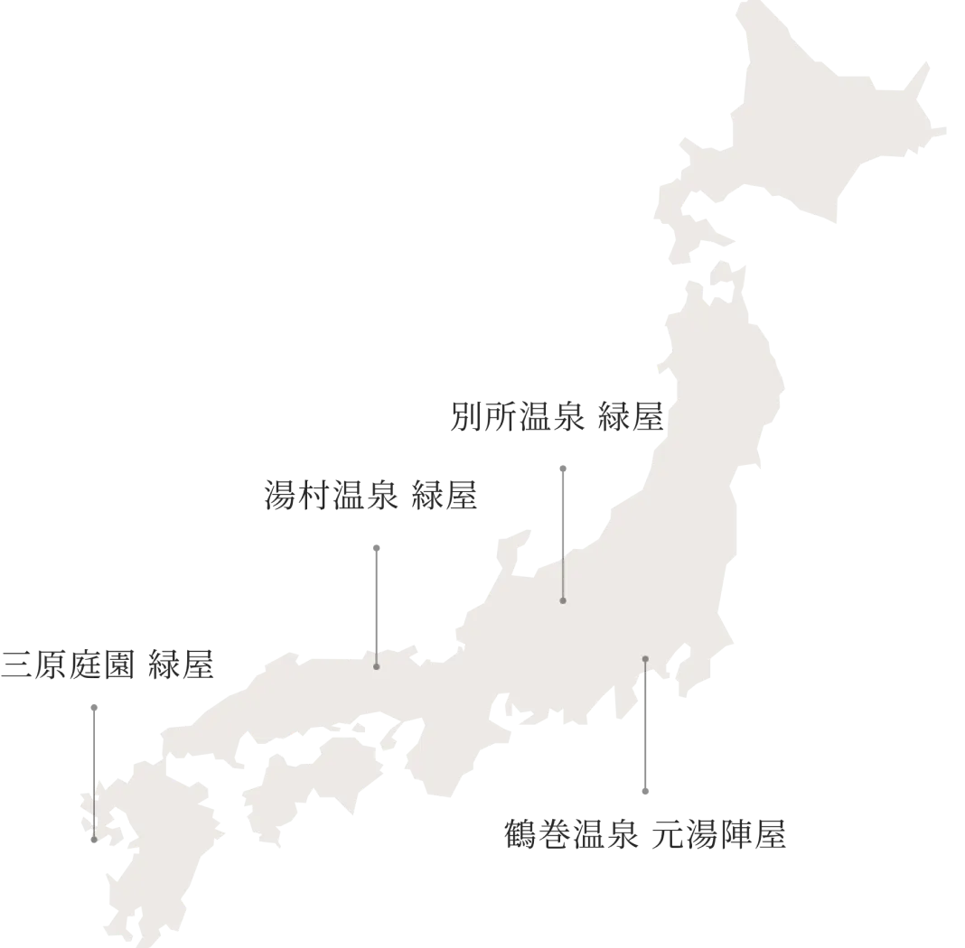 陣屋グループで展開している宿泊施設の地図イラスト